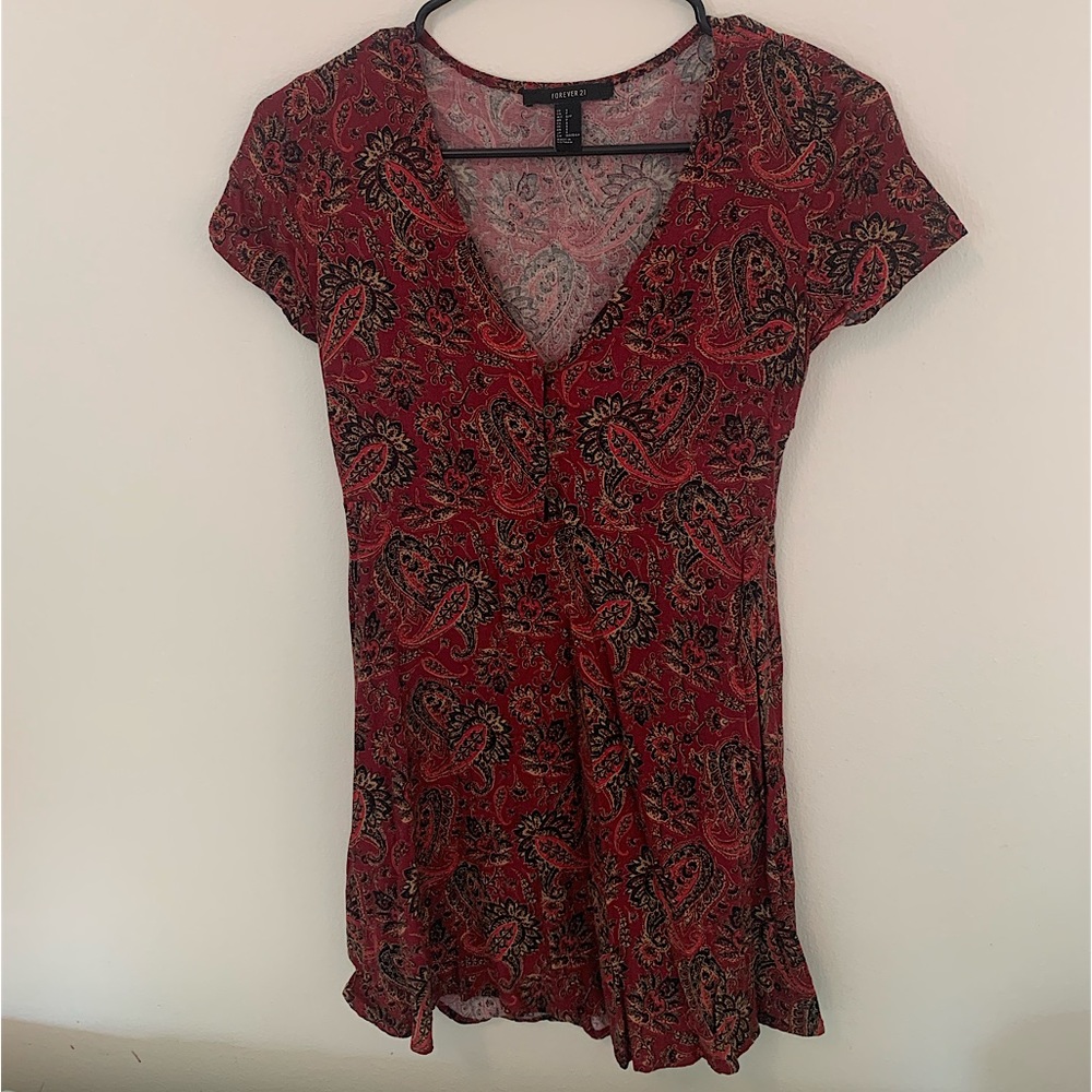 Forever 21 Red Paisley Dress Size Small